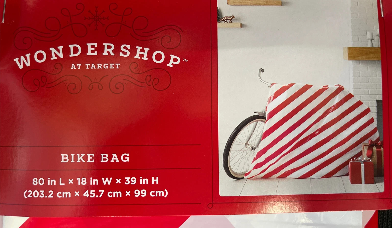 Five (5)  X-Large Gift Bags, Red/White Striped 80 X 18 X 39, Big Gift Bags, Bike