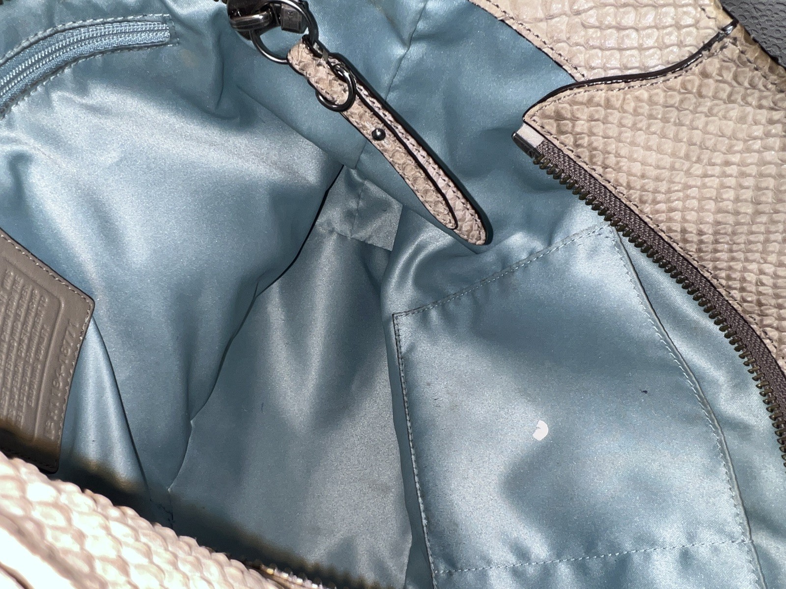 Coach shoulder Bag Embossed Python Leather Gunmet… - image 12