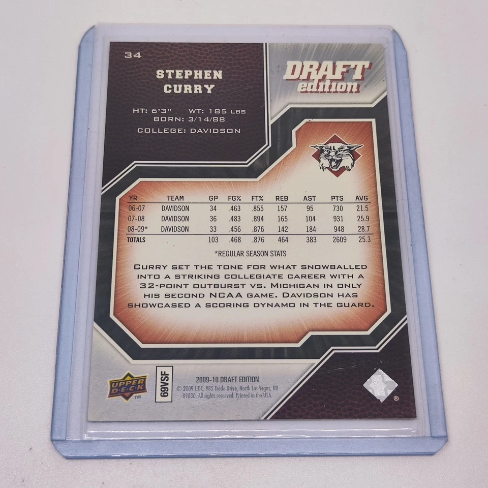 2009-10 Upper Deck Draft Edition Rookie RC #34 STEPHEN CURRY!! - Image 2 of 2