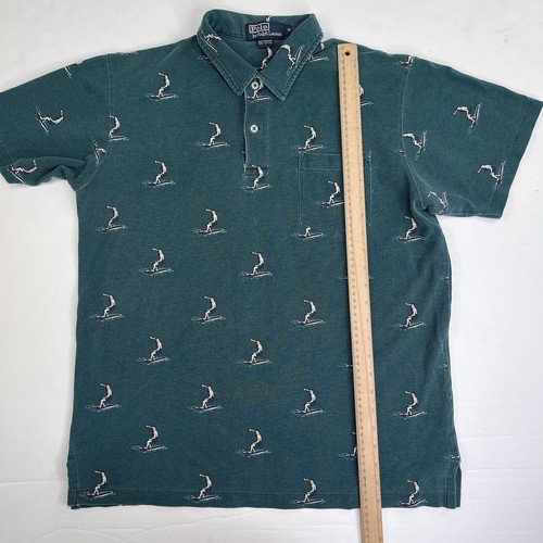 Polo vintage anni 90 Ralph Lauren surf monogramma polo uomo media surfista AOP - Foto 9 di 10