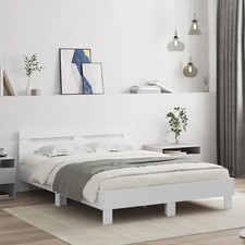 WALPLUS White King Size Bed Frame 150x200 cm Wooden Bedroom Bed