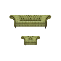 HellgrüNe Designer Couchgarnitur Wohnzimmer Dreisitzer 2X Sessel 3Tlg