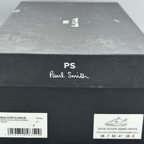 Paul Smith Dover Zebra White Cow Leather Sneakers Casual Shoes UK 7 EU 41 US 8 - Picture 9 of 10