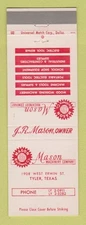 Matchbook Cover - Mason Machinery Company Tyler TX