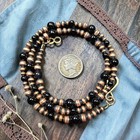 20" NAVAJO Pearl Desert Black Onyx Southwest Native Beads Western Boho Necklace — photo 2