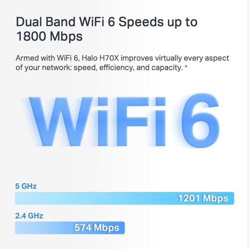 TP-Link Mercusys Halo H70X WiFi 6 AX1800 3pack 1800 Mbps WPA3 Mesh 3x Gigabit - Bild 5 von 6