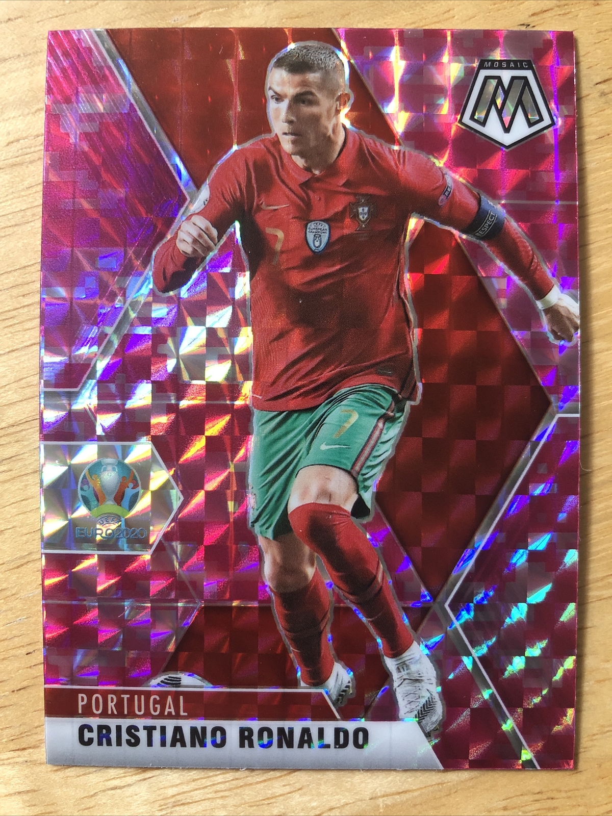 Cristiano Ronaldo 2020-21 Panini Mosaic UEFA Euro #160 Pink Camo Mosaic SP