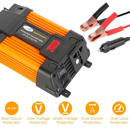 4000W Car Power Inverter 12V DC TO 110V AC Converter Charger USB 2-Port Portable - Picture 9 of 12