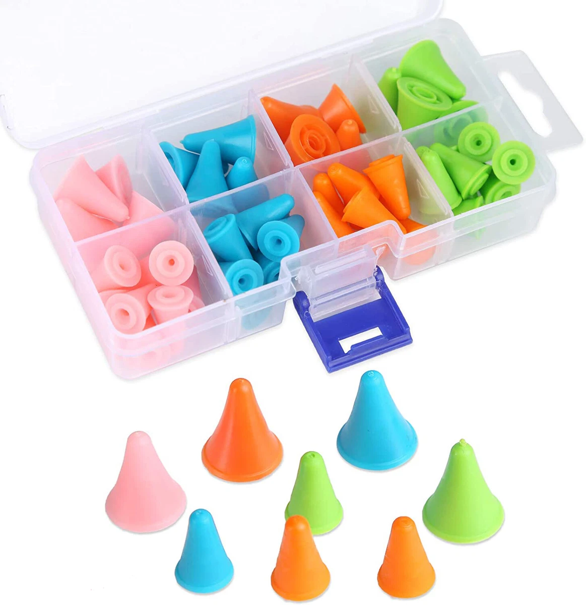 30 Pcs Multi-Colored Knitting Needles Point Protectors/Stoppers with Plastic Box, 2 Sizes(20 Pcs Small+ 10 Pcs Big Knitting Needles Cap) Needle Tip