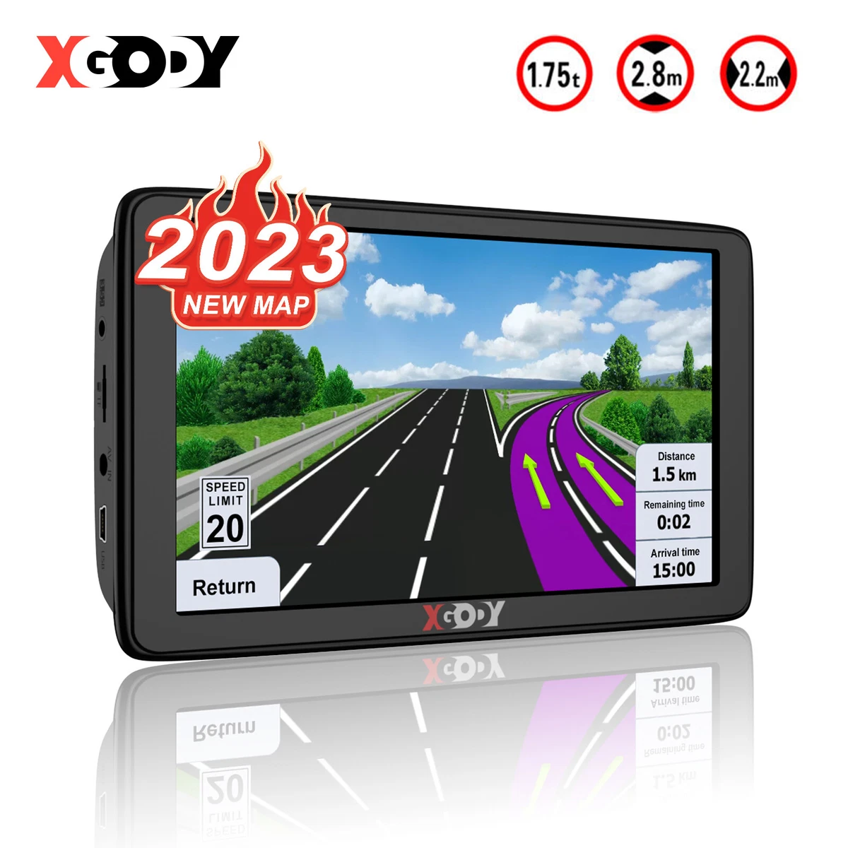 XGODY Car GPS Navigation 7 INCH HD TouchScreen 256MB+8GB Speedcam.