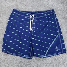 Polo Ralph Lauren Mens 38 Blue Flag Print Drawstring Boardshort Swim Short 7"
