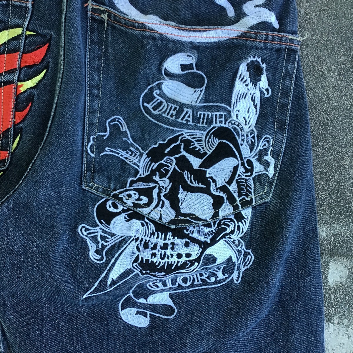 y*i様 未使用 Christian Audigier スカル刺繍 デニム W3 y*i様 未使用