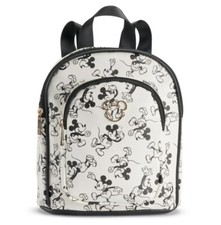 Disney Mickey Mouse All Over Print Mini Backpack White/Black Straps NWT