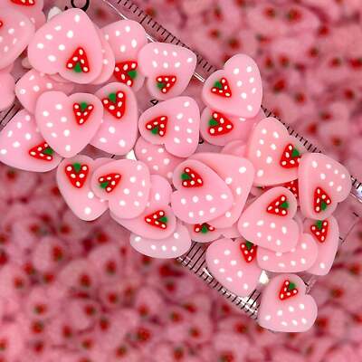 12MM Pink Strawberry Heart Fruit Polymer Clay Sprinkle (NOT EDIBLE)  D22-06