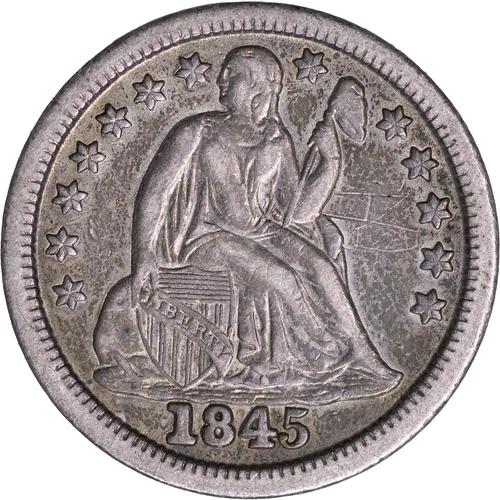 1845 Seated Liberty Dime ~ AU Details
