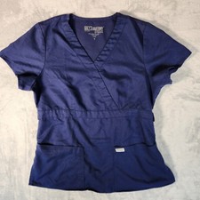 Greys Anatomy Scrub Top Womens Medium Blue Medical Nurse Doctor Shirt Uniform