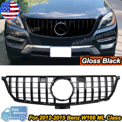 Front Bumper Grille Grill For Mercedes Benz W166 ML Class 2013-2015 GTR Style