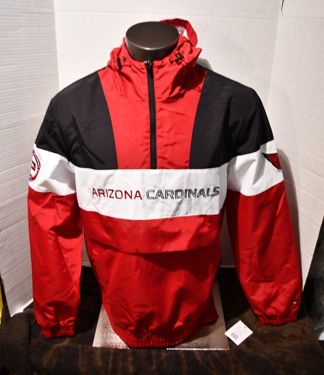 Arizona Cardinals Hilfiger Mens LG Red hooded Windbreaker 1/4 Zip