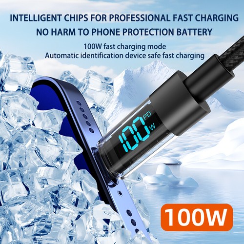 100W USB Superschnellladekabel Ladegerät Typ C 1m/2m Datenkabel mit LED Display - 第 5/22 張圖片