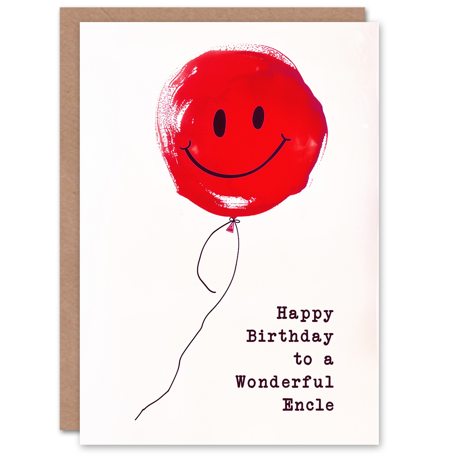 Happy Birthday Encle Simple Red Balloon Smile Non Binary Gender Neutral Card