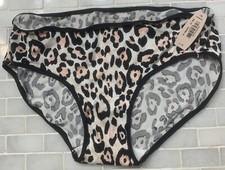 New VICTORIA'S SECRET BLACK Pink LEOPARD HIPHUGGER Coulette PANTIES Panty Vtg