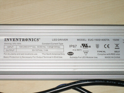 Inventronics LED Netzteil / EUC-150S140DTA / 1.4A 150 Watt / Dimmbar / IP67