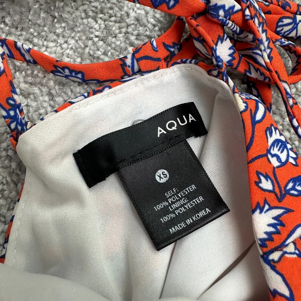 Mameluco sin espalda Aqua By Bloomingdale's para mujer XS naranja azul floral verano playa Foto 4 de 4