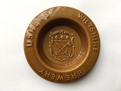 C1950s VINTAGE USHERS WILTSHIRE BREWERY H.C.W.MITCHAM MADE ADV PORZELLAN ASCHENBECHER