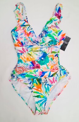 Ralph Lauren Rüschen Bügel Einteiler Badeanzug Tropical Floral Print