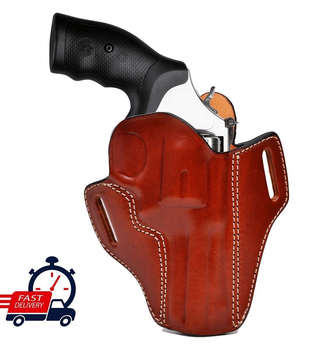 Leather OWB Holster Fits Ruger GP100, SP101 - Genuine Leather - Fast Draw