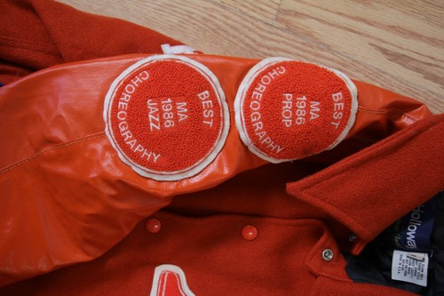 VINTAGE 1986 M COLLEGE VARSITY JACKET BLUEBONNET BOWLS! HOLLOWAY! TEXAS - ORANGE - Picture 6 of 10