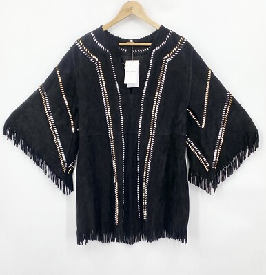 Dodo Bar Or Leo Dress 42 Small Suede Flare Sleeve Fringe Boho Western Festival