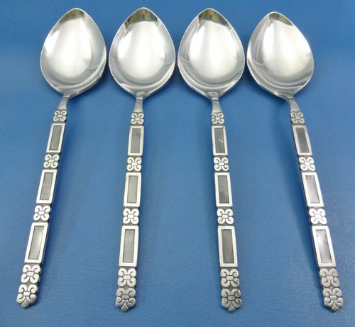 4 Community MADRID Black Soup Spoons 6-7/8" - Stainless Oneida - UnK - Picture 2 of 6