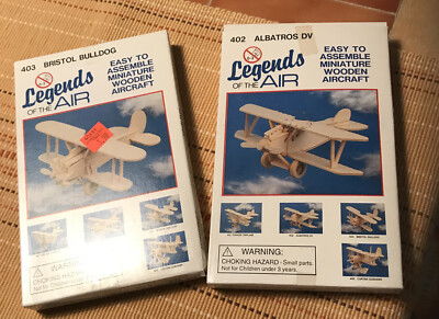 Set if Two  Vintage Legends of the Air miniatureWooden Aircraft Kits 403 and 402