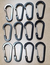 12-Pack Black Aluminum Carabiners 2 1/3" Spring Snap Hook Keychain Clip Lot