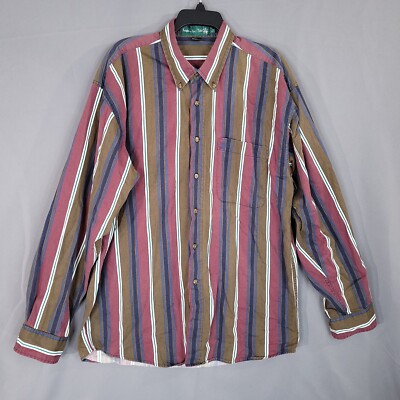 Knights Of The Table Button Down Shirt Long Sleeve Multicolor Stripe Size XL