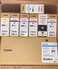 Canon Ink PFI- 301Y, 301BK, 301PM, 301M, 301BK, 301GY, 301PC And One 701C LOT 
