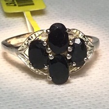 Sleek Black Sapphire Ring Sz9 TGW 2.58cts .925 Sterling Silver Setting