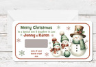 Snowmen Christmas Personalised Card Scratch and Reveal Surprise Gift Voucher