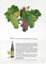 1967 Almaden Wine Distinguished Grapes California Vineyards Vtg Print Ad/Poster
