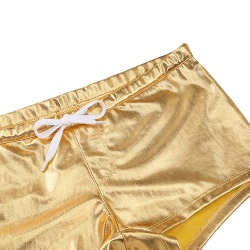 Men Shiny Boxer Brief Wetlook Bikini Shorts Trunks Drawstring Underwear Swimwear - Picture 26 of 26