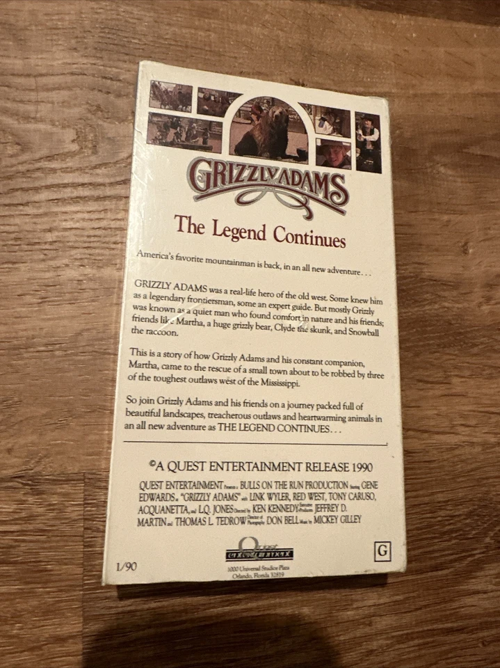 Grizzly Adams, The Legend Continues (1990, VHS) Sealed Foto 2 de 3