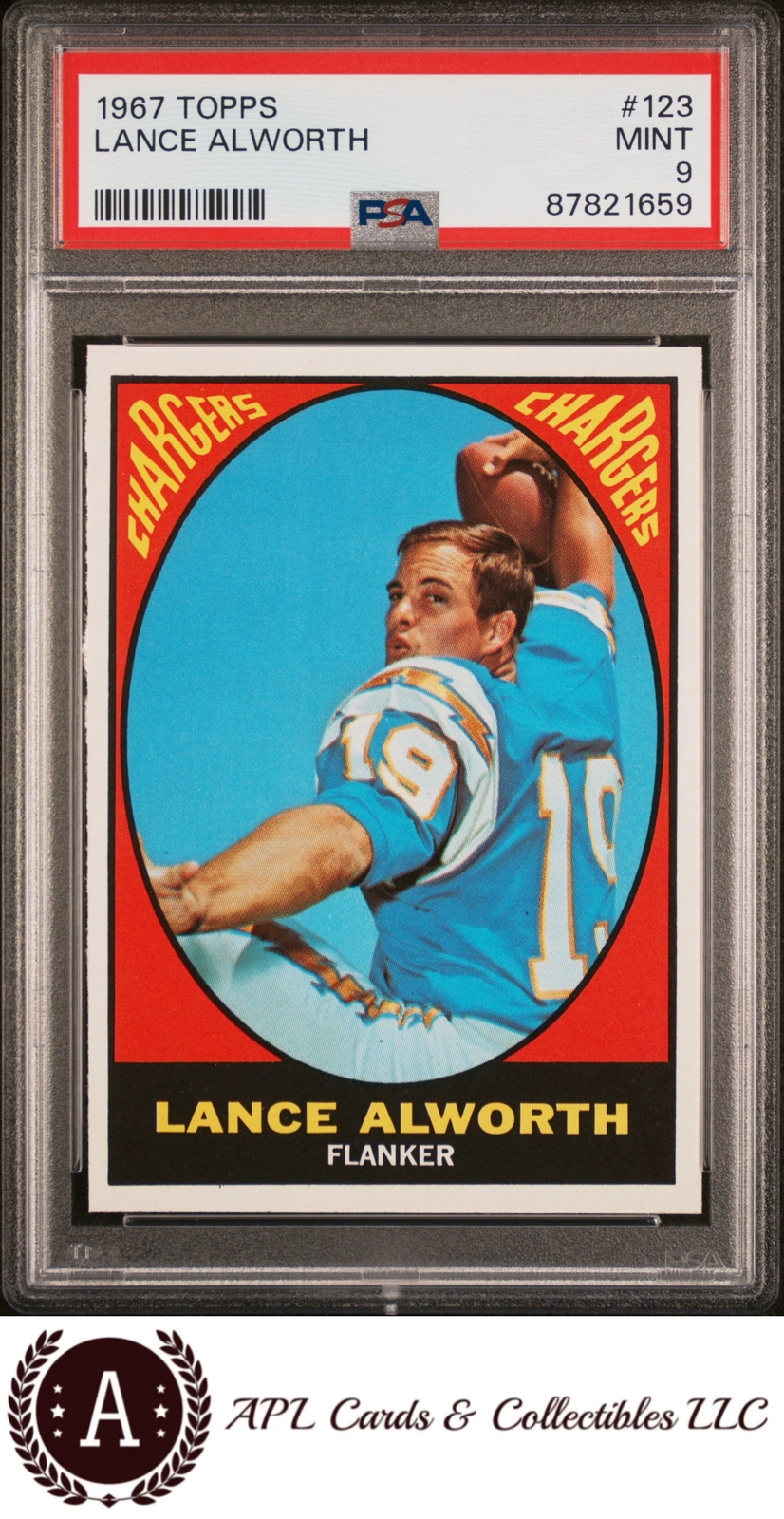 1967 Topps #123 Lance Alworth PSA 9