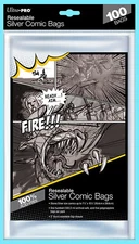 100 ULTRA PRO SILVER SIZE RESEALABLE COMIC BOOK BAGS New Storage Archival Flap