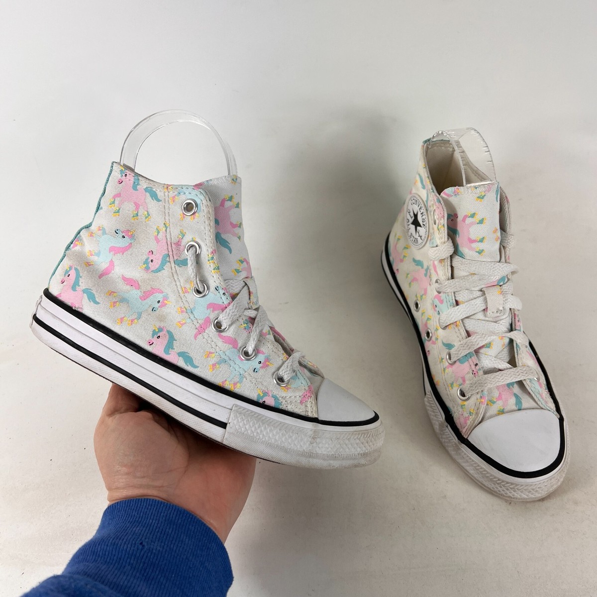 Converse all star high top kids youth size white rainbow unicorn athletic  shoe