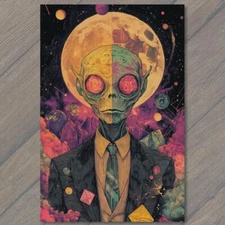 Art Print Alien Creature Moonlight Crypto Galaxy Sci-Fi Business Suit Geometric