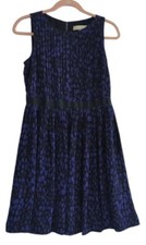 LOFT Petites Flowy Black & Purple Pleated & Pintucked Sleeveless Dress Size 6p