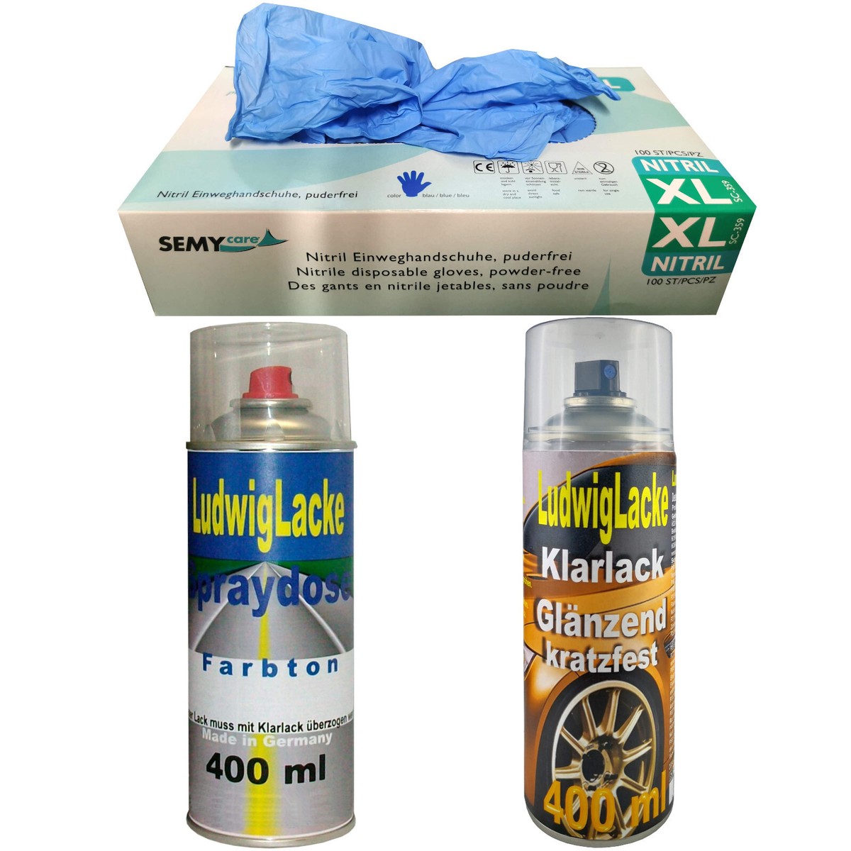 LudwigLacke Silbergrau Autolack SET Spraydosen Für VW Volkswagen LD7V Autolack Spraydose Weiß