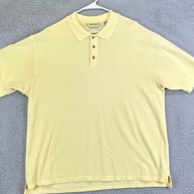 Eddie Bauer Shirt Adult XL Polo Yellow Cotton Short Sleeve Rugby