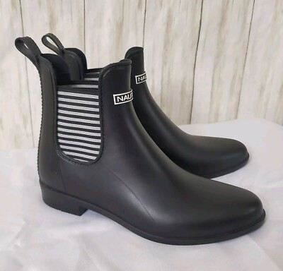 Nautica Black Ankle Rain Boots 